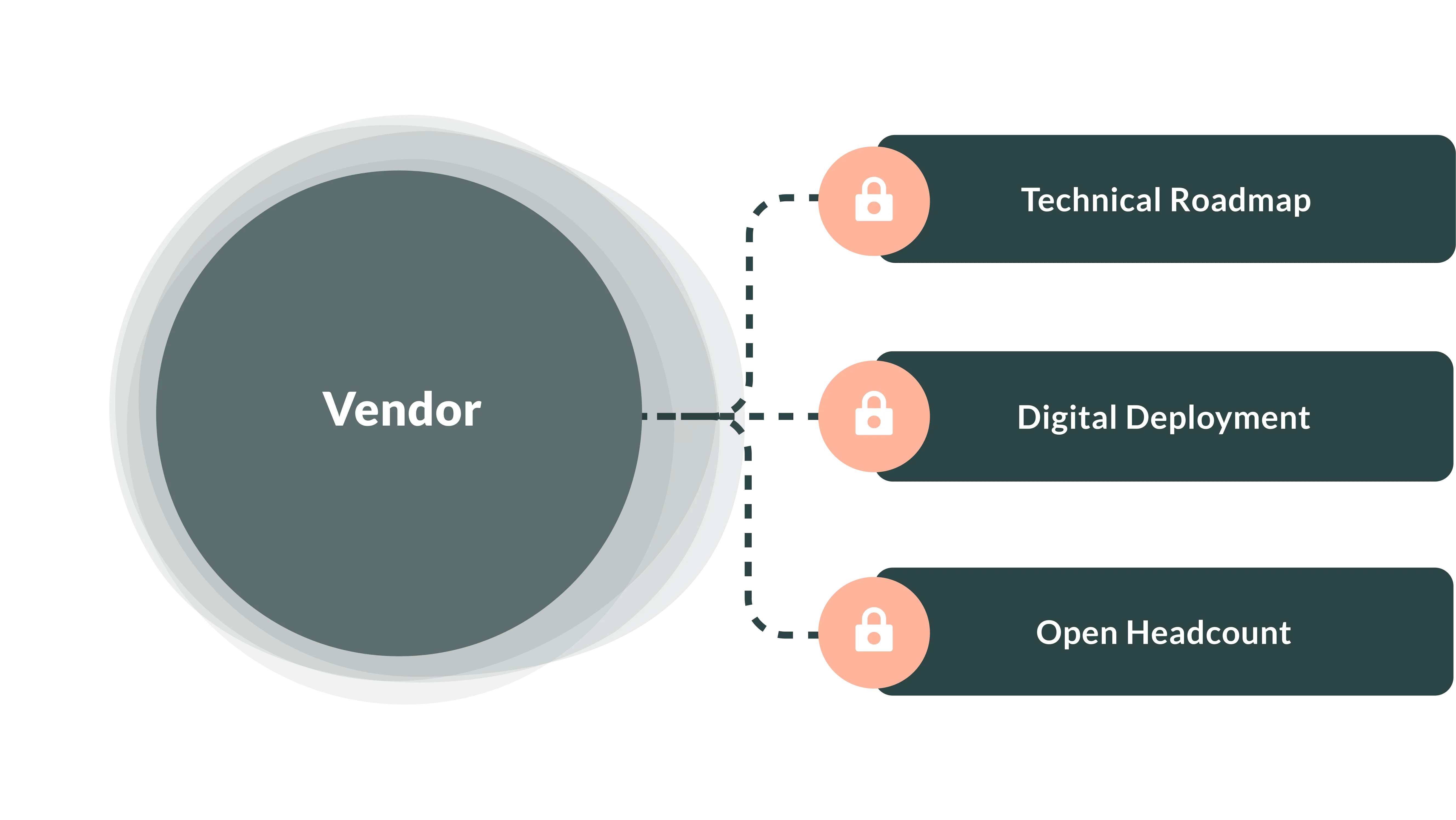 Diagram of a health plan with a locked technical roadmap unable to launch a supplemental benefits program